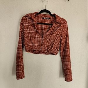 The Zara Orange Burgundy Purple Houndstooth Plaid